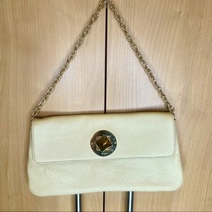 Kate Spade leather clutch with gold chain EUC